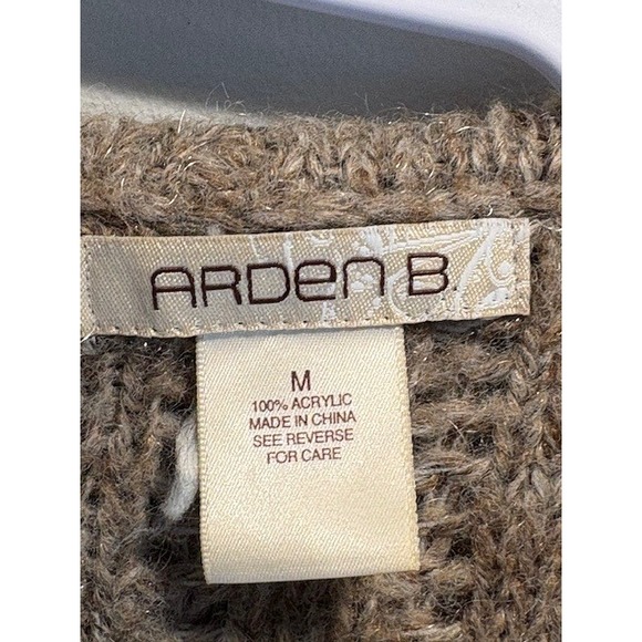 ARDEN B Womens Knit Cardigan Sweater Jacket Fur Trim Ruffle Waterfall M - Picture 4 of 9